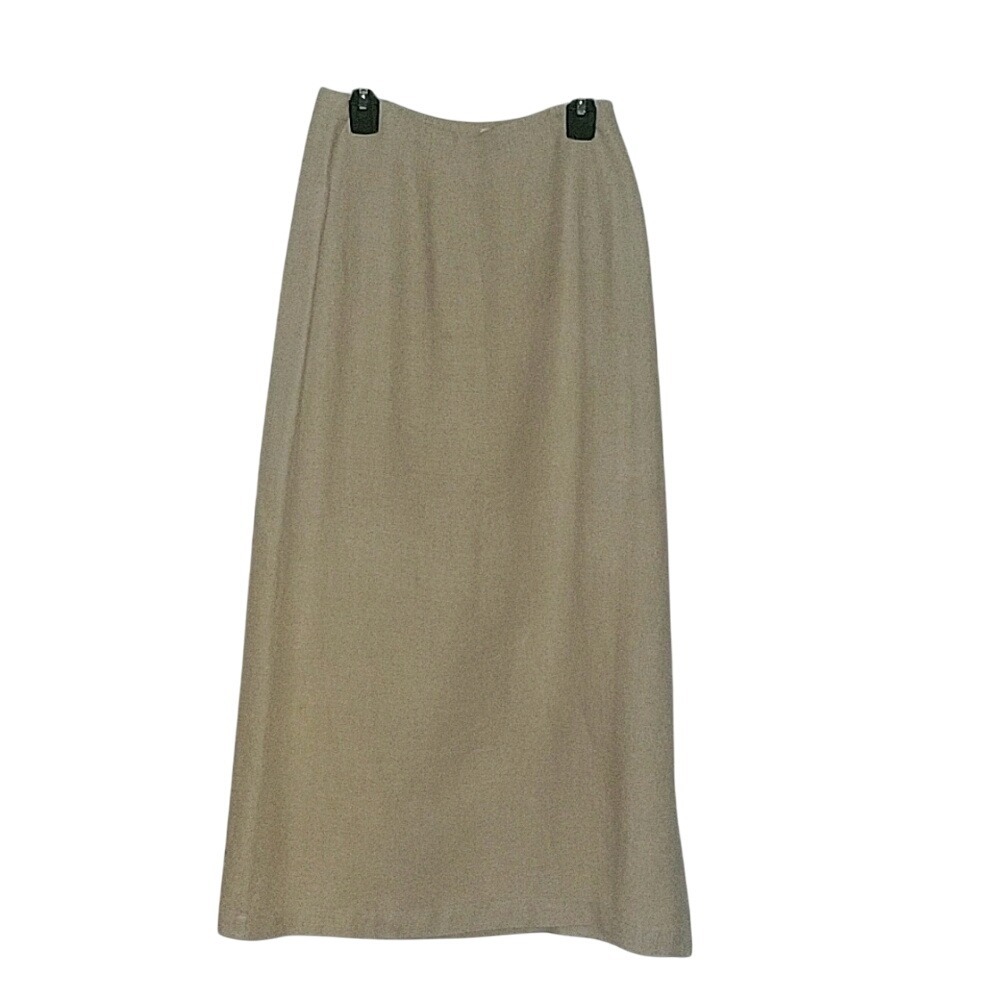 EDDIE BAUER Long Maxi Skirt Side Slit Buttons ‎ Neutral Beige linen designer